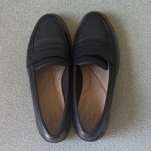 Clarks Black Leather Slip-On Loafers